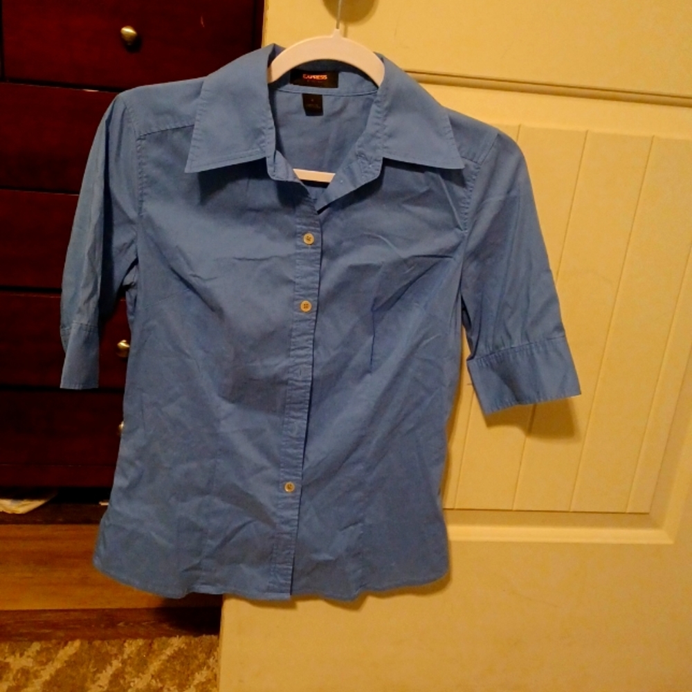Express stretch size 4 button up top (I will iron for you)
